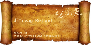 Árvay Roland névjegykártya